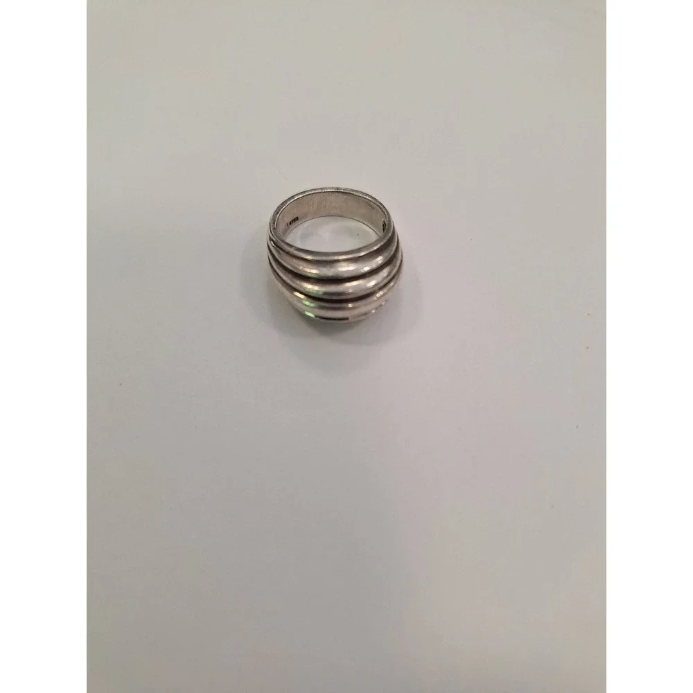 Vintage Sterling Silver Multi Band Tiered Ribbed Statement Ring 925 Hallmarked